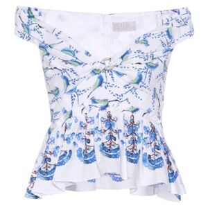 Peter pilotto pilottobird print off the shoulder blouse